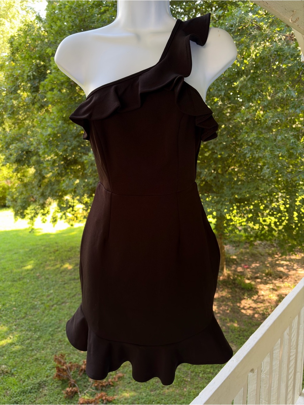 Saints & Secrets Black Mini Dress Ruffle One Shoulder Cocktail XS NWT Homecoming